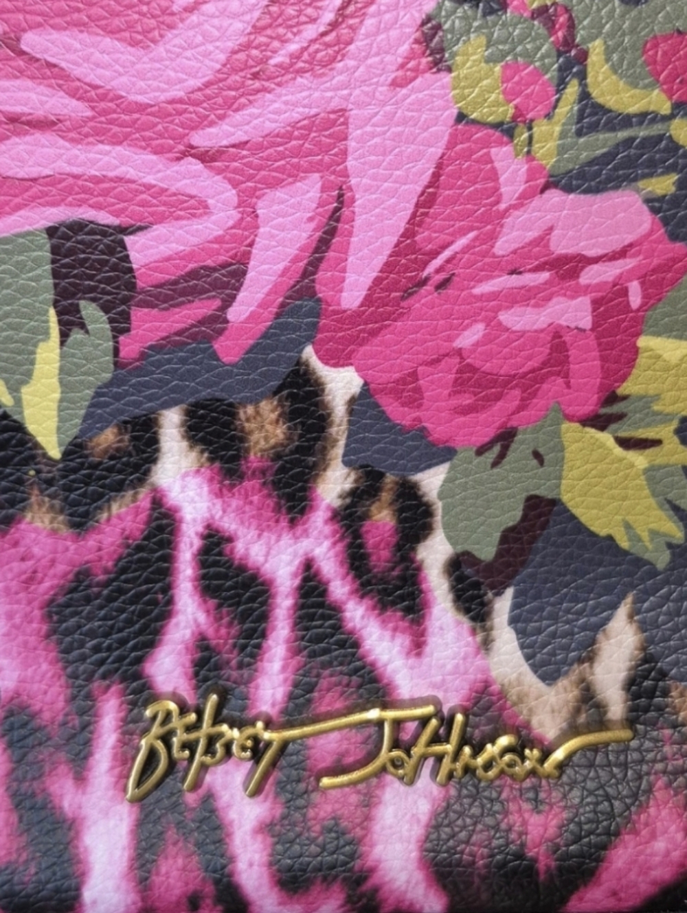 Betsey Johnson Leopard Embroidered Floral Patch Tote Bag - Picture 2 of 13